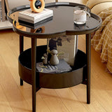 Side Tables: Trendy Black Round Coffee Side Table Modern Minimalist End Table for Living Room