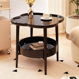 Side Tables: Trendy Black Round Coffee Side Table Modern Minimalist End Table for Living Room
