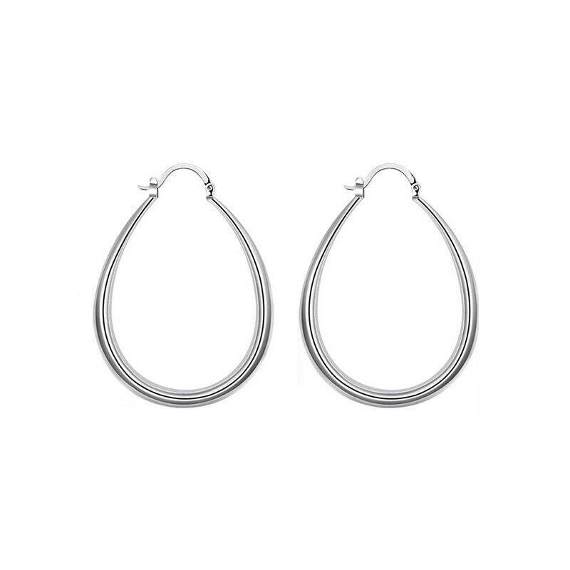 Women's Jewellery: Elegant Teardrop Silver Filled Hoop Earrings 41mm Lightweight Fashion Jewelry