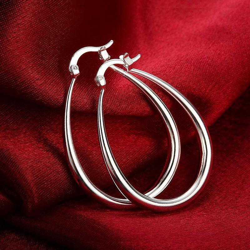 Women's Jewellery: Elegant Teardrop Silver Filled Hoop Earrings 41mm Lightweight Fashion Jewelry