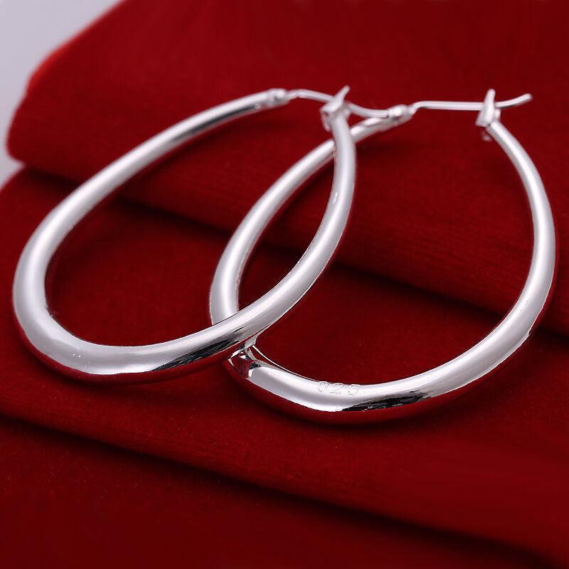 Women's Jewellery: Elegant Teardrop Silver Filled Hoop Earrings 41mm Lightweight Fashion Jewelry