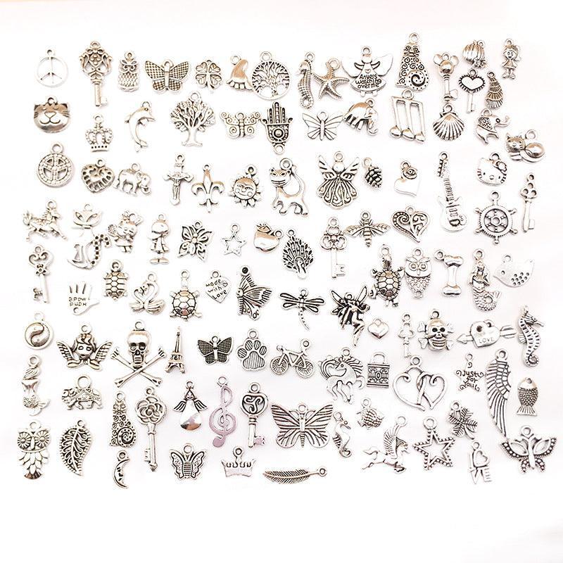 Women's Jewellery: 100Pcs Tibetan Silver Mixed Charms - DIY Jewelry Crafting Pendants