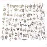 100Pcs Tibetan Silver Mixed Charms - DIY Jewelry Crafting Pendants