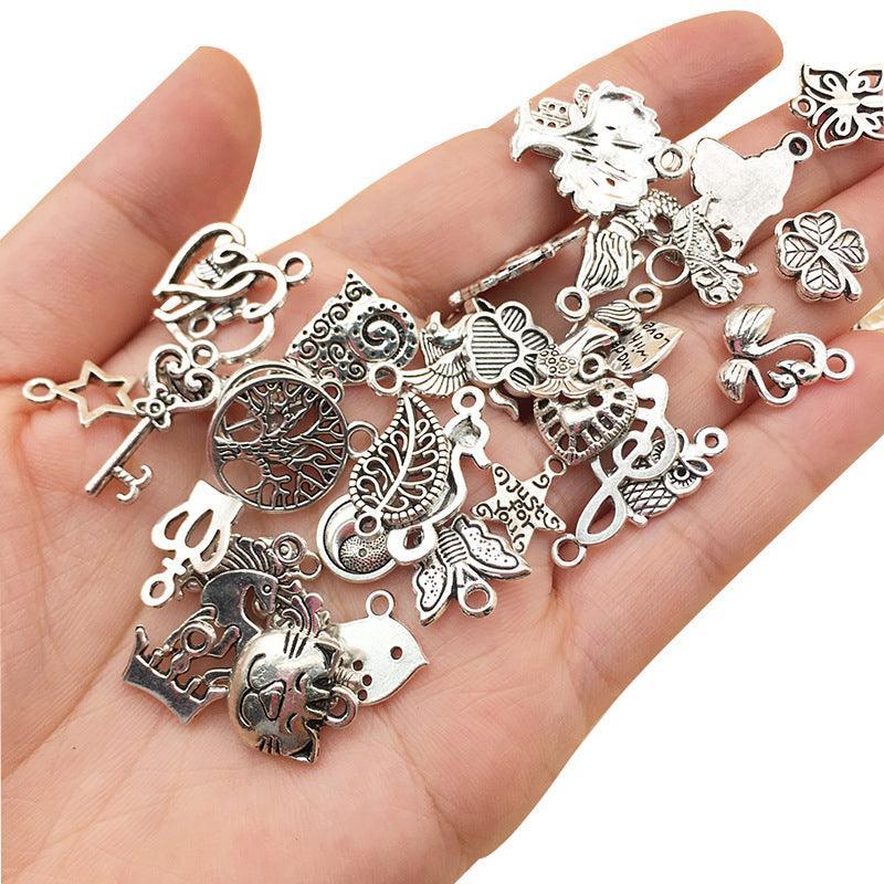Women's Jewellery: 100Pcs Tibetan Silver Mixed Charms - DIY Jewelry Crafting Pendants