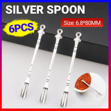 6X Mini Powder Ladle Scoop Mini Spoon Spatula Metal Shovel Silver color Spoon