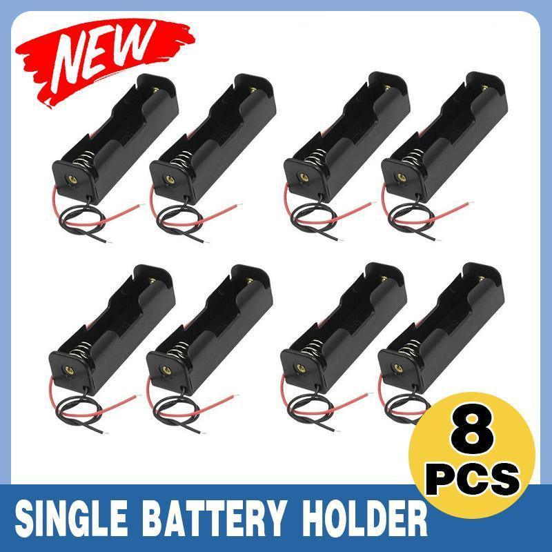 Batteries: 8 Pack 18650 Single Battery Holder Case Rechargeable 18650 Wire Lead Lithium