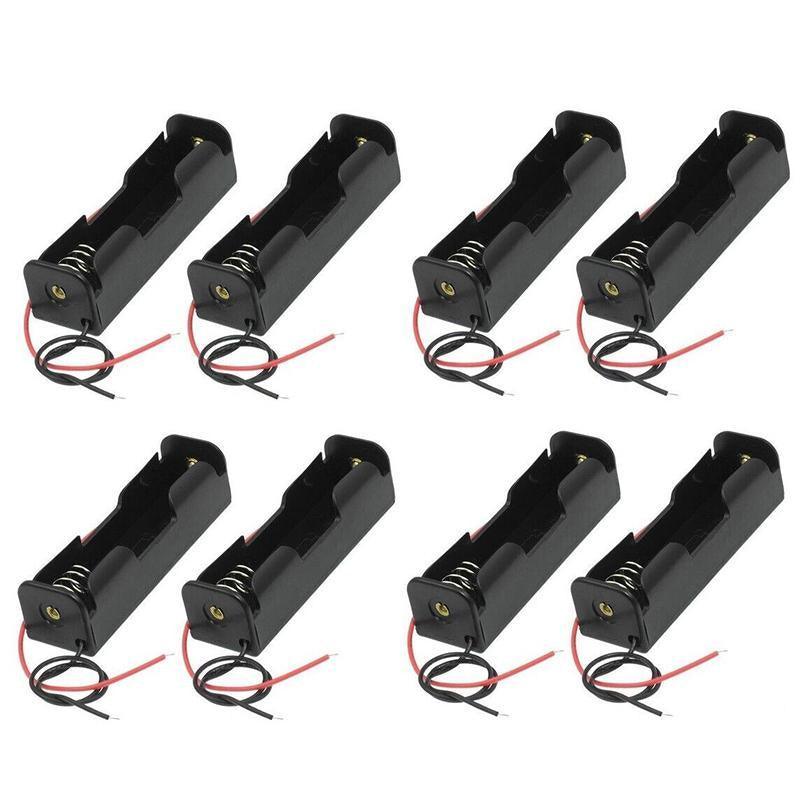 Batteries: 8 Pack 18650 Single Battery Holder Case Rechargeable 18650 Wire Lead Lithium