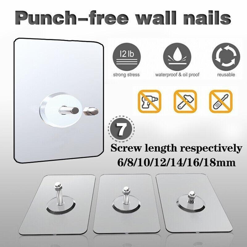 Bathroom Cabinets, Cupboards & Storage: 10X Punch-Free Adhesive Wall Hanging Hooks - 12mm