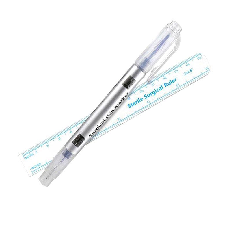 Tattoo Suppliers: Microblading Tattoo Eyebrow Surgical Skin Marker Pen Ruler Tattoo Piercing 2Pcs