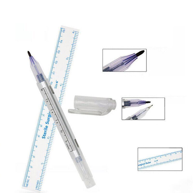 Tattoo Suppliers: Microblading Tattoo Eyebrow Surgical Skin Marker Pen Ruler Tattoo Piercing 2Pcs