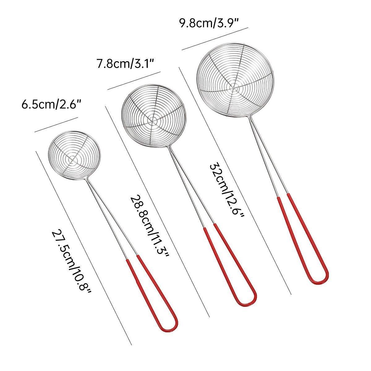 Kitchen Utensils: 3X Stainless Steel Slotted Filter Spoon MilkTea Kitchen Tool OilSkimmer Strainer