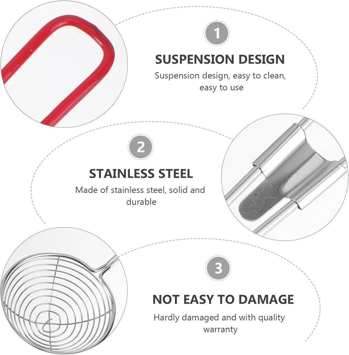 Kitchen Utensils: 3X Stainless Steel Slotted Filter Spoon MilkTea Kitchen Tool OilSkimmer Strainer