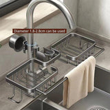 Kitchen & Dining Trolleys: Multifunctional Faucet Shelf Kitchen Storage Sink Draining Basket Household Rack - Black
