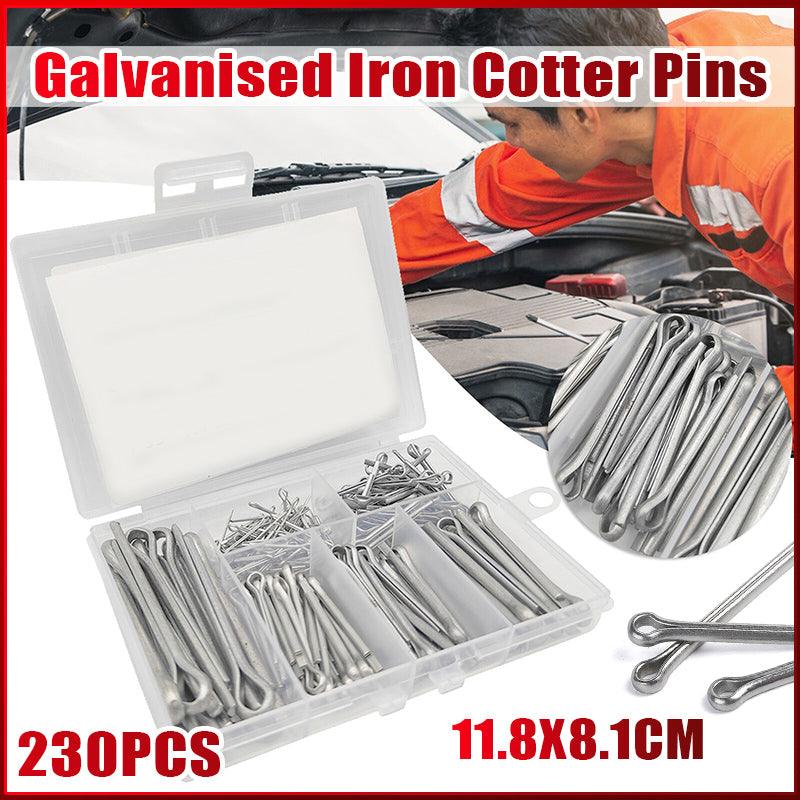 Hand Tools: 230PCS Cotter Pin Assortment Set Galvanised Iron Split Pins for Automotive Repairs