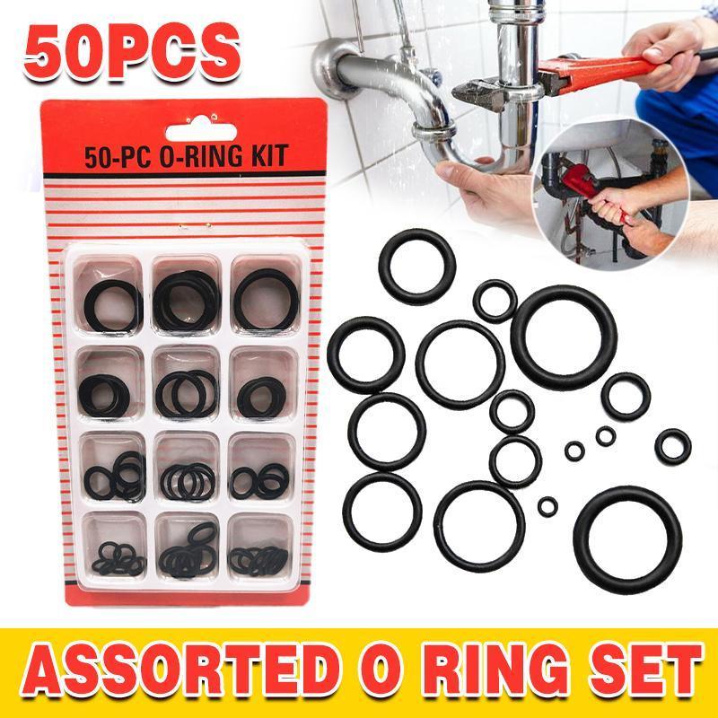 Automotive Repair & Speciality Tools: Rubber O-Ring Assortment Kit 50PC- Pack O-Rings Set Automotive Plumbing Seals