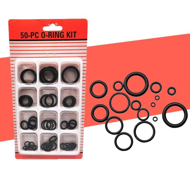Automotive Repair & Speciality Tools: Rubber O-Ring Assortment Kit 50PC- Pack O-Rings Set Automotive Plumbing Seals
