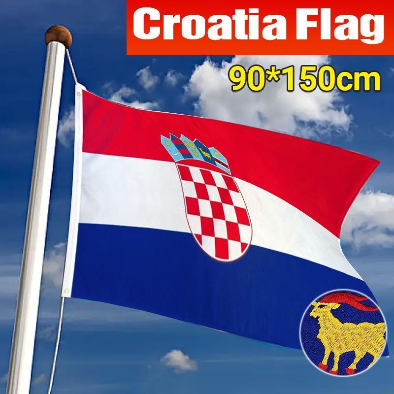 Outdoor Decorations & Lights: Large Croatia National Flag 90x150cm Outdoor Polyester Banner with Grommets