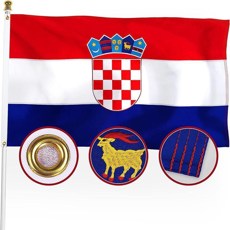 Outdoor Decorations & Lights: Large Croatia National Flag 90x150cm Outdoor Polyester Banner with Grommets