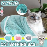 Pet Grooming Supplies: Cat Supplies Washing Bags for Pet Bathing Nail Trimm Mesh Cat Grooming Bath Bag - Grey