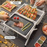 BBQs & Accessories: Grillz Charcoal BBQ Portable Grill Camping Barbecue Outdoor Cooking Smoker - White