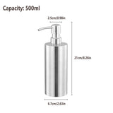 Shower Accessories: Soap Dispenser 500ml Stainless Steel Pump Silver Bathroom Liquid Container