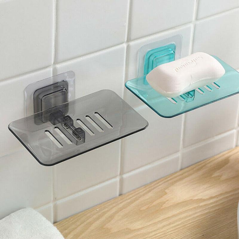 Outdoor Lights: Bathroom Waterfall Tray Holder Soaps Plate Suction Case Containers Dish Storage - Black
