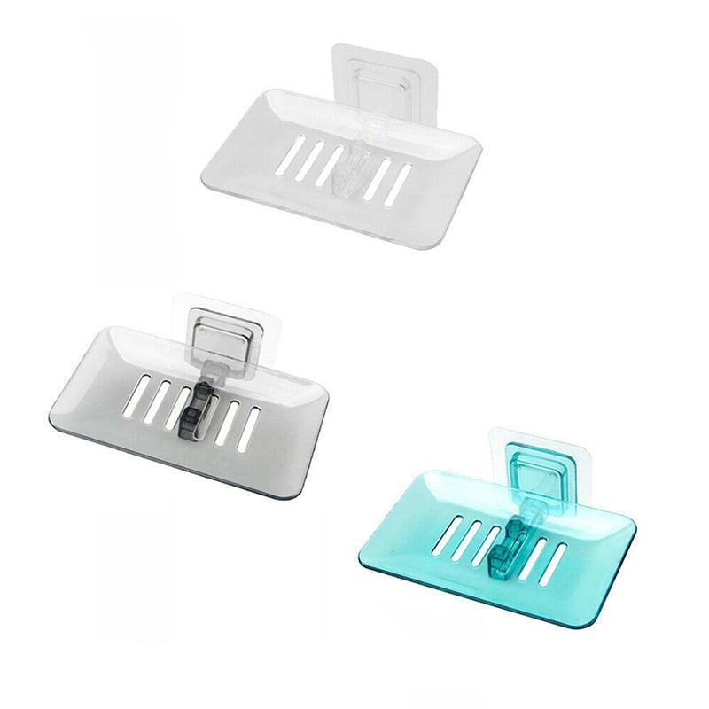 Outdoor Lights: Bathroom Waterfall Tray Holder Soaps Plate Suction Case Containers Dish Storage - Black