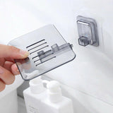 Outdoor Lights: Bathroom Waterfall Tray Holder Soaps Plate Suction Case Containers Dish Storage - Black