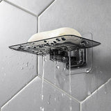 Outdoor Lights: Bathroom Waterfall Tray Holder Soaps Plate Suction Case Containers Dish Storage - Black