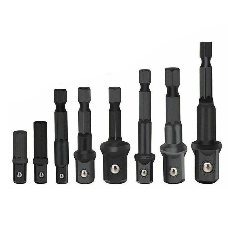 Drill & Screwdriver Accessories: 8PCS Power Drill Socket Adapter Extension Set Impact Nut Driver Hex Bit Tool Kit