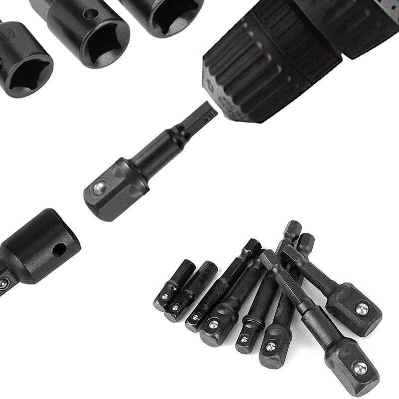 Drill & Screwdriver Accessories: 8PCS Power Drill Socket Adapter Extension Set Impact Nut Driver Hex Bit Tool Kit