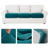 Sofa Accessories: Stretch Sofa Slipcover 4 Seasons Universal Couch Protector Elastic Fabric Cover - Double-Black