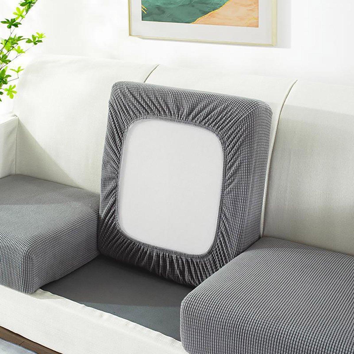 Sofa Accessories: Stretch Sofa Slipcover 4 Seasons Universal Couch Protector Elastic Fabric Cover - Double-Dark-Grey