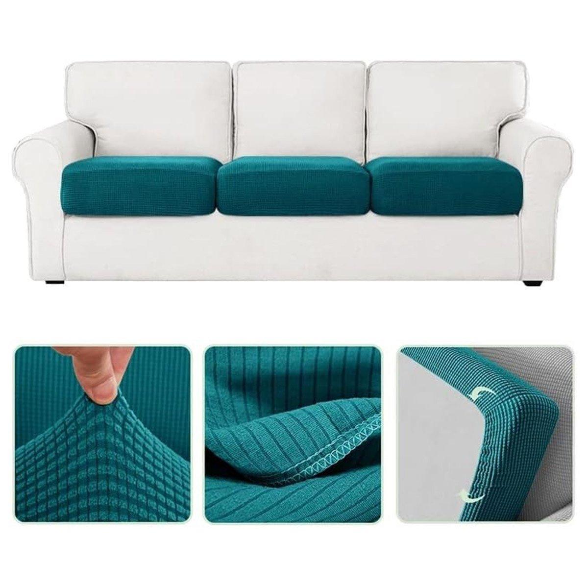 Sofa Accessories: Stretch Sofa Slipcover 4 Seasons Universal Couch Protector Elastic Fabric Cover - Single-Dark-Grey