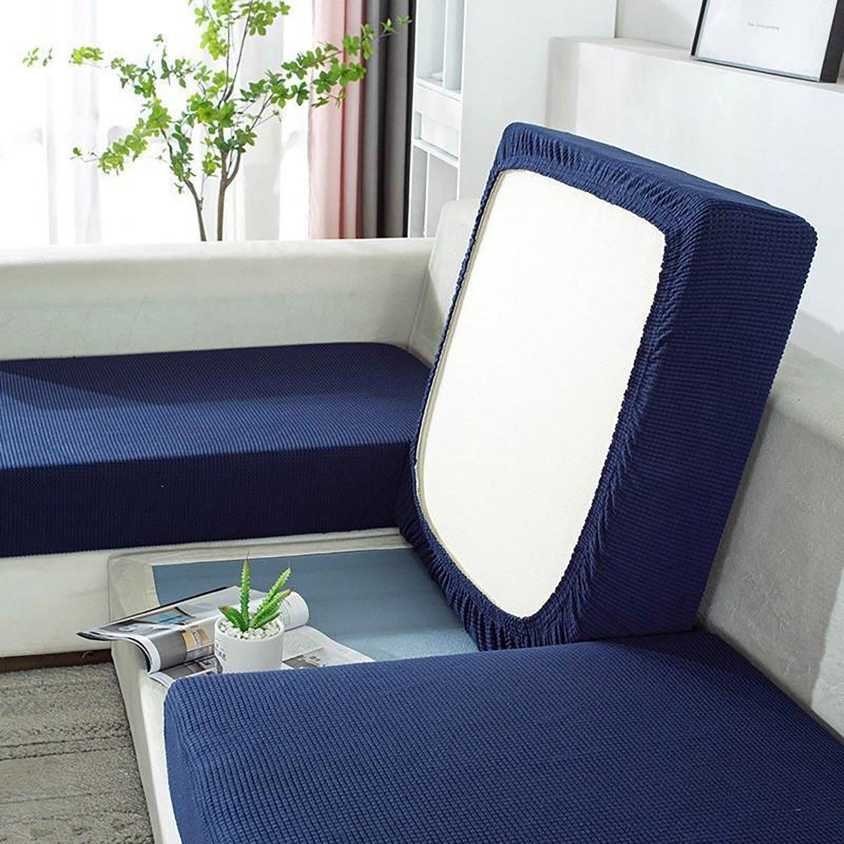 Sofa Accessories: Stretch Sofa Slipcover 4 Seasons Universal Couch Protector Elastic Fabric Cover - Single-Navy