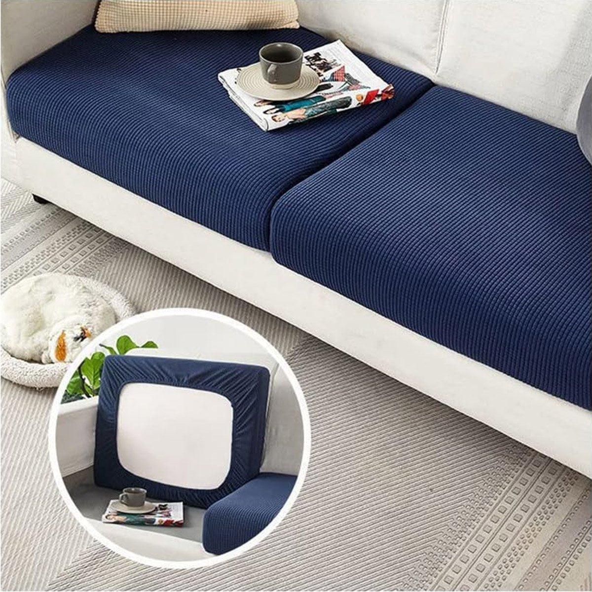 Sofa Accessories: Stretch Sofa Slipcover 4 Seasons Universal Couch Protector Elastic Fabric Cover - Single-Navy