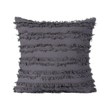 Cushions & Throws: Boho Tassel Fringe Striped Cushion Cover Soft Home Decor Sofa Throw Pillow Case - Black