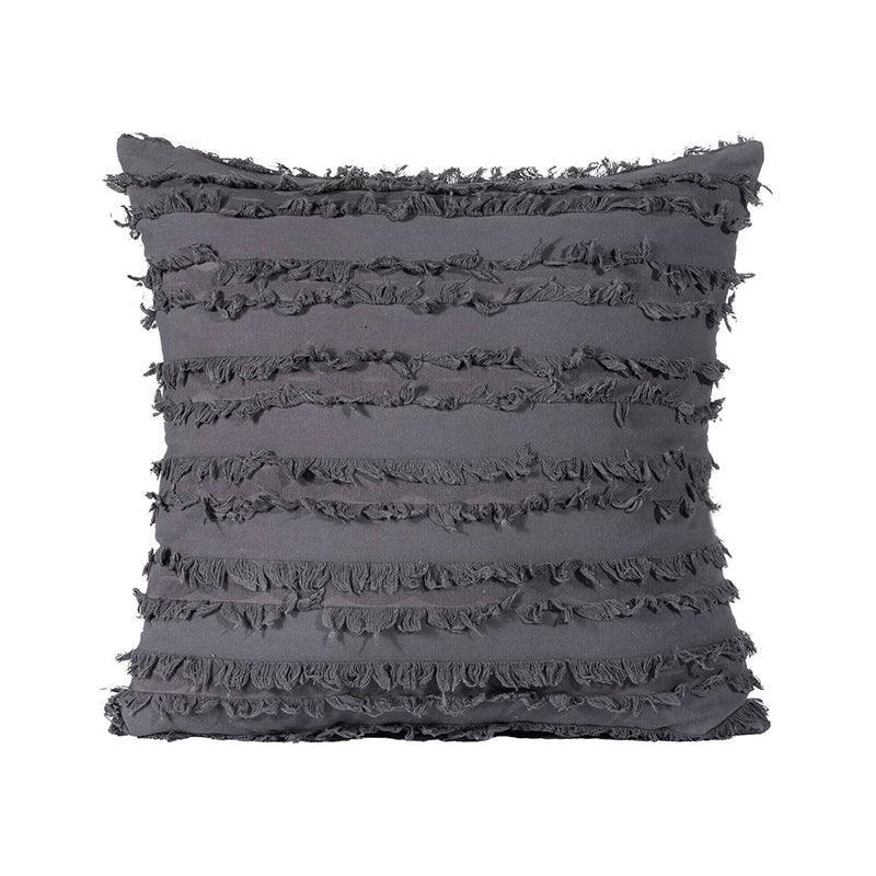 Cushions & Throws: Boho Tassel Fringe Striped Cushion Cover Soft Home Decor Sofa Throw Pillow Case - Khaki