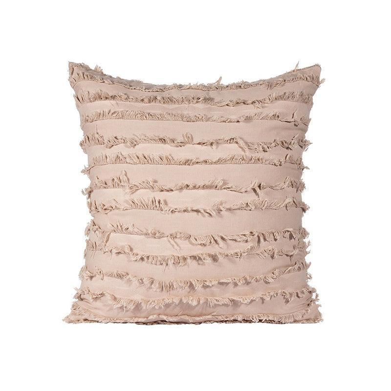 Cushions & Throws: Boho Tassel Fringe Striped Cushion Cover Soft Home Decor Sofa Throw Pillow Case - Khaki