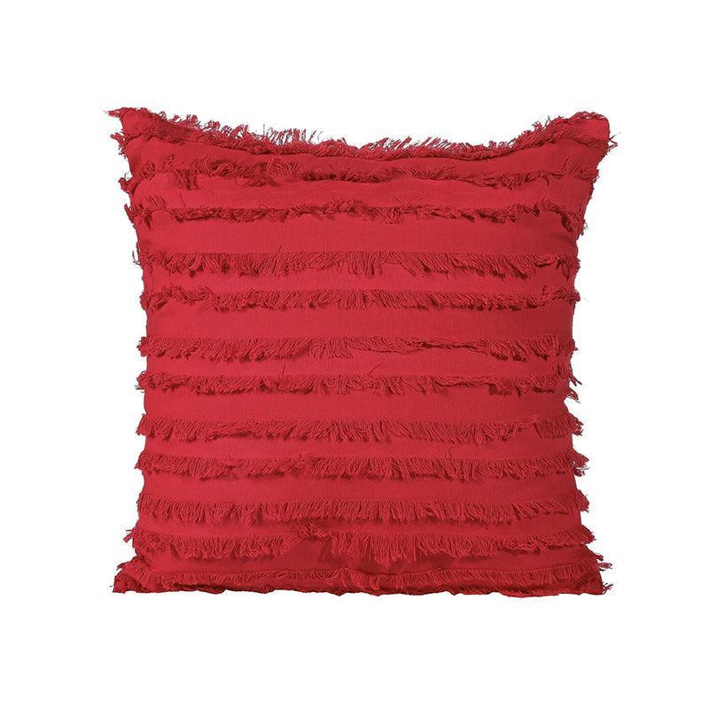 Cushions & Throws: Boho Tassel Fringe Striped Cushion Cover Soft Home Decor Sofa Throw Pillow Case - Khaki