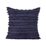 Cushions & Throws: Boho Tassel Fringe Striped Cushion Cover Soft Home Decor Sofa Throw Pillow Case - Navy