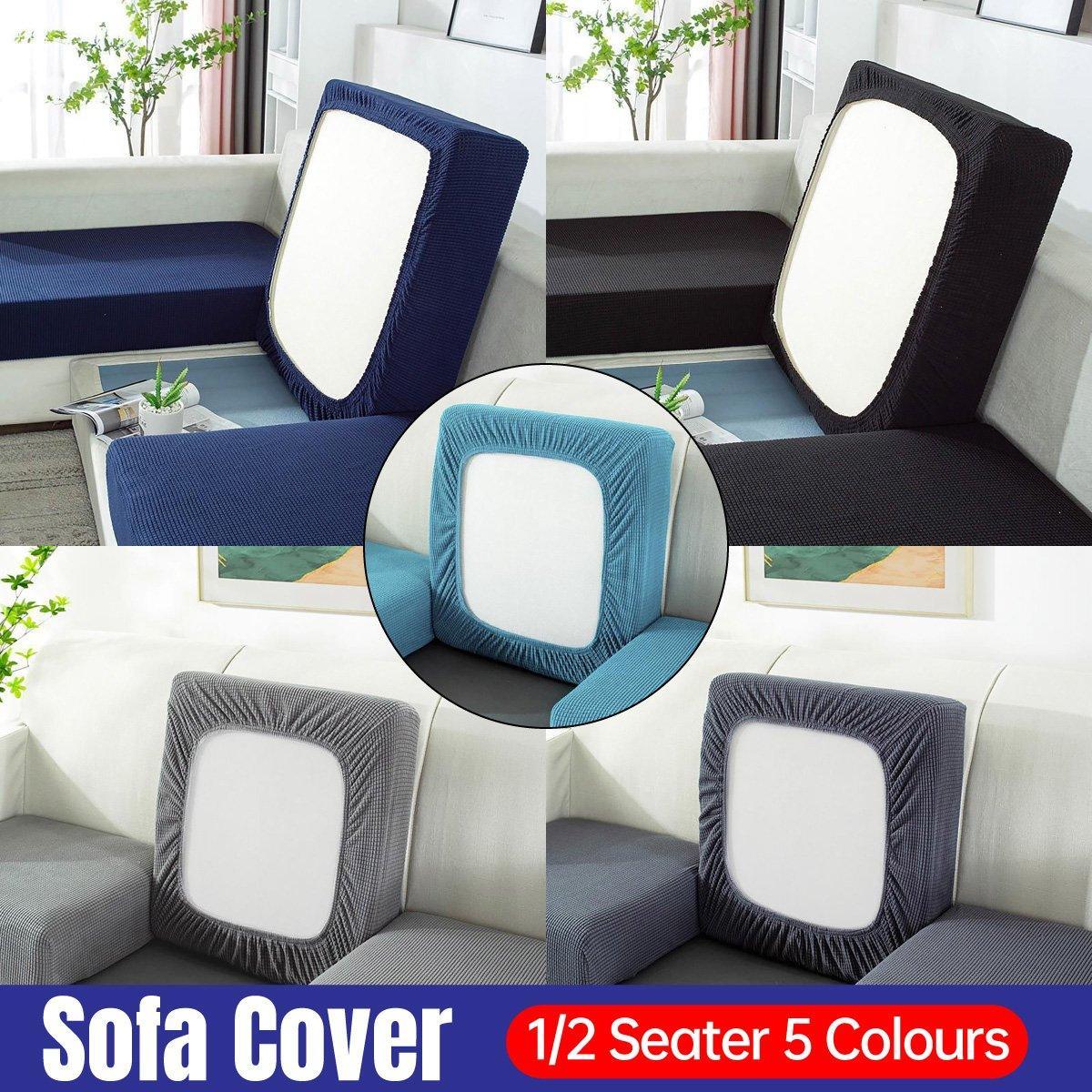 Sofa Accessories: Stretch Sofa Slipcover 4 Seasons Universal Couch Protector Elastic Fabric Cover - Double-Light-Grey