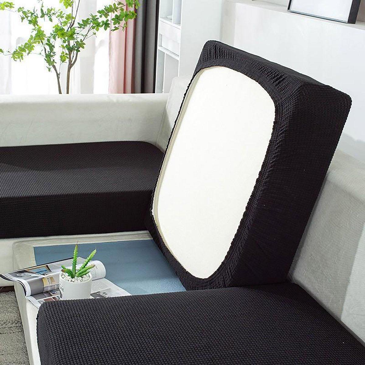 Sofa Accessories: Stretch Sofa Slipcover 4 Seasons Universal Couch Protector Elastic Fabric Cover - Single-Light-Grey