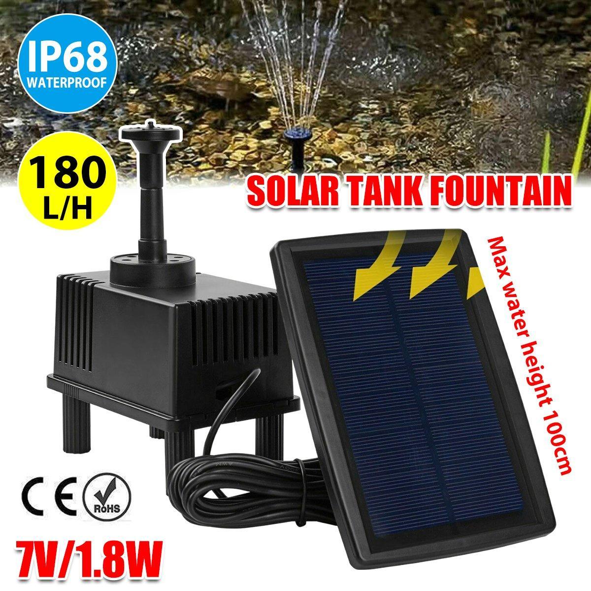 Fountains & Ponds: Solar Powered Water Fountain Pump Garden Pond Submersible Filter Fish Tank Kit
