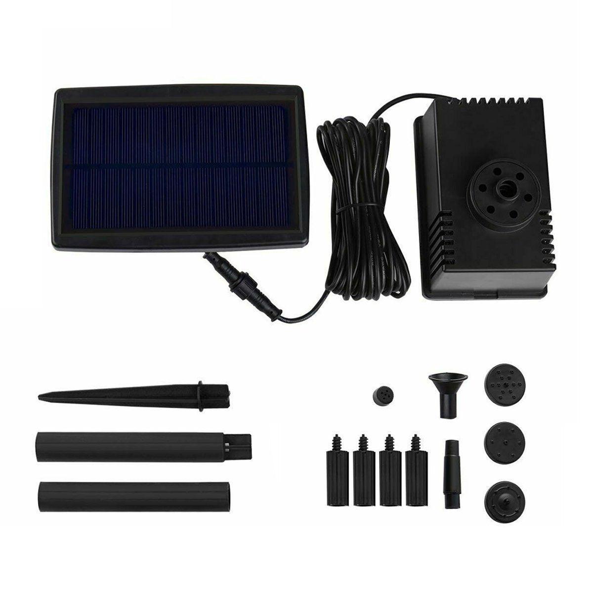 Fountains & Ponds: Solar Powered Water Fountain Pump Garden Pond Submersible Filter Fish Tank Kit