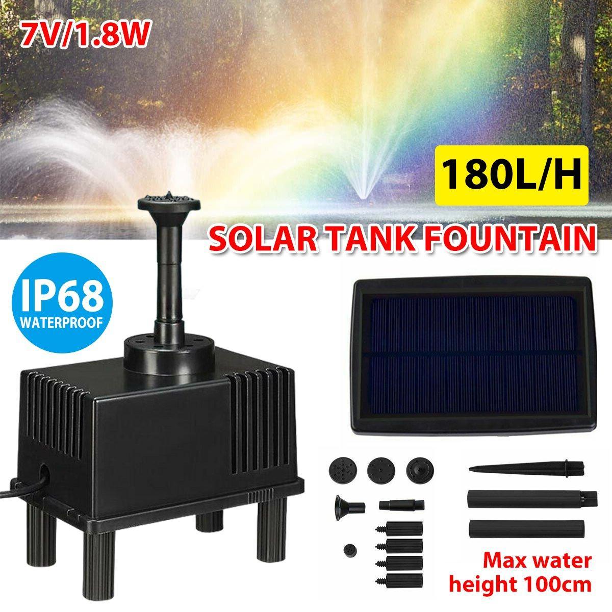 Fountains & Ponds: Solar Powered Water Fountain Pump Garden Pond Submersible Filter Fish Tank Kit