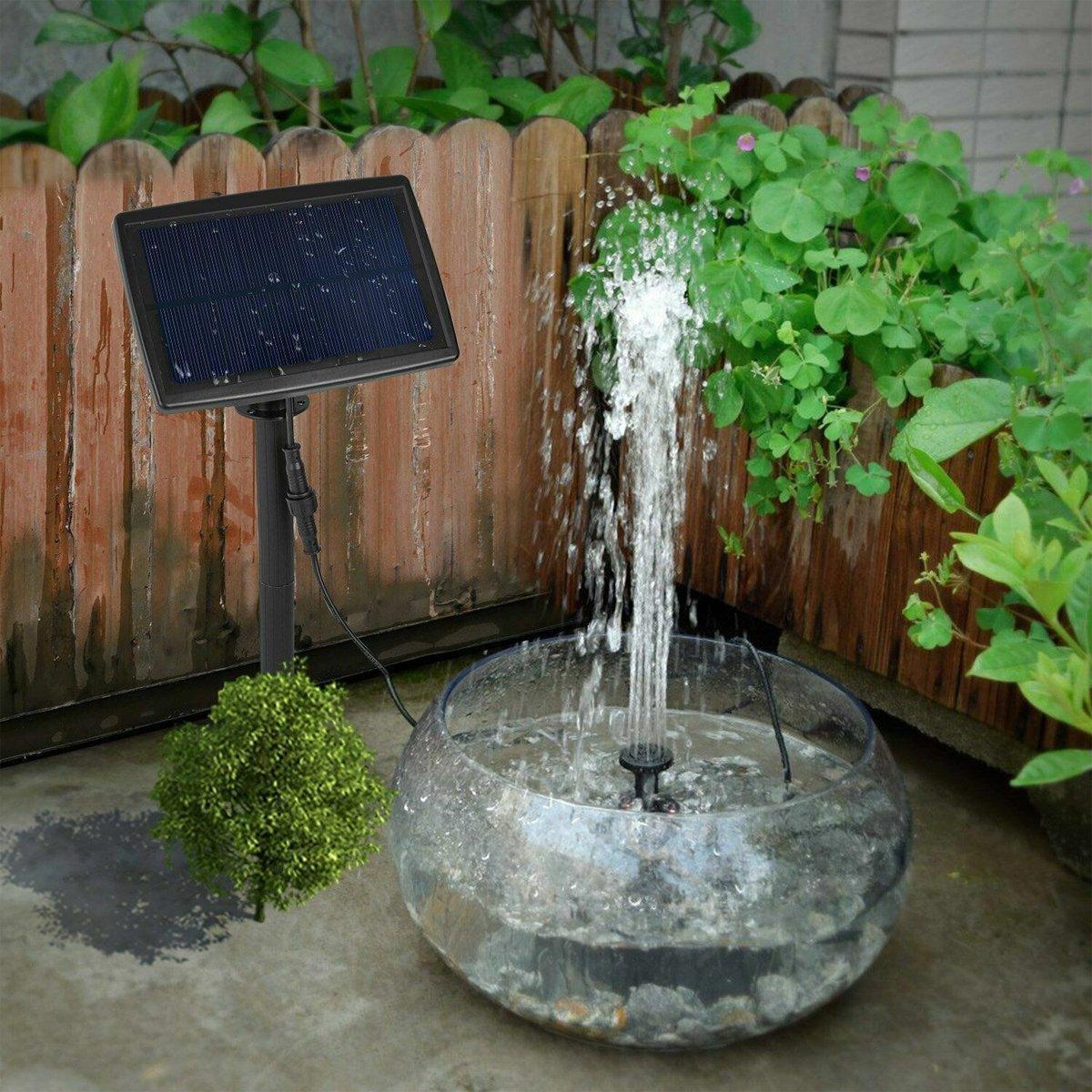 Fountains & Ponds: Solar Powered Water Fountain Pump Garden Pond Submersible Filter Fish Tank Kit