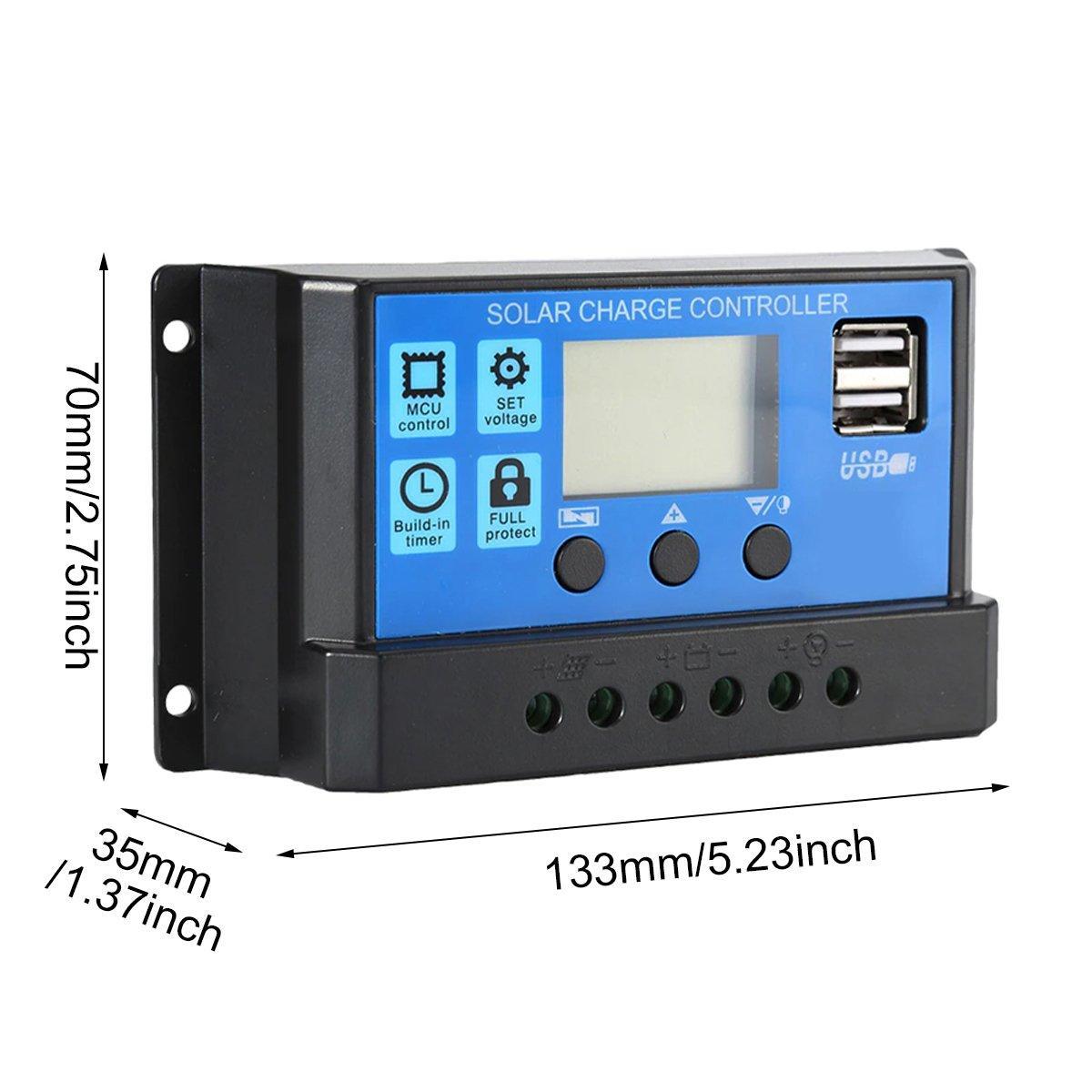 Power & Electrical Supplies: 20A Solar Charge Controller 12V 24V LCD 2 USB Ports Lead-Acid Regulator