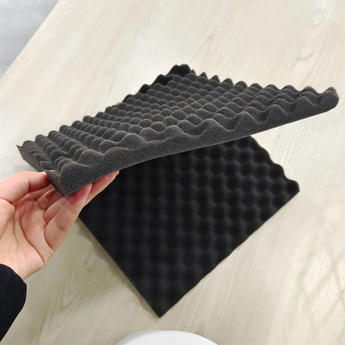 Black Egg-Crate Wall Panel Set 30 x 30 x 3 cm - 20 Pieces
