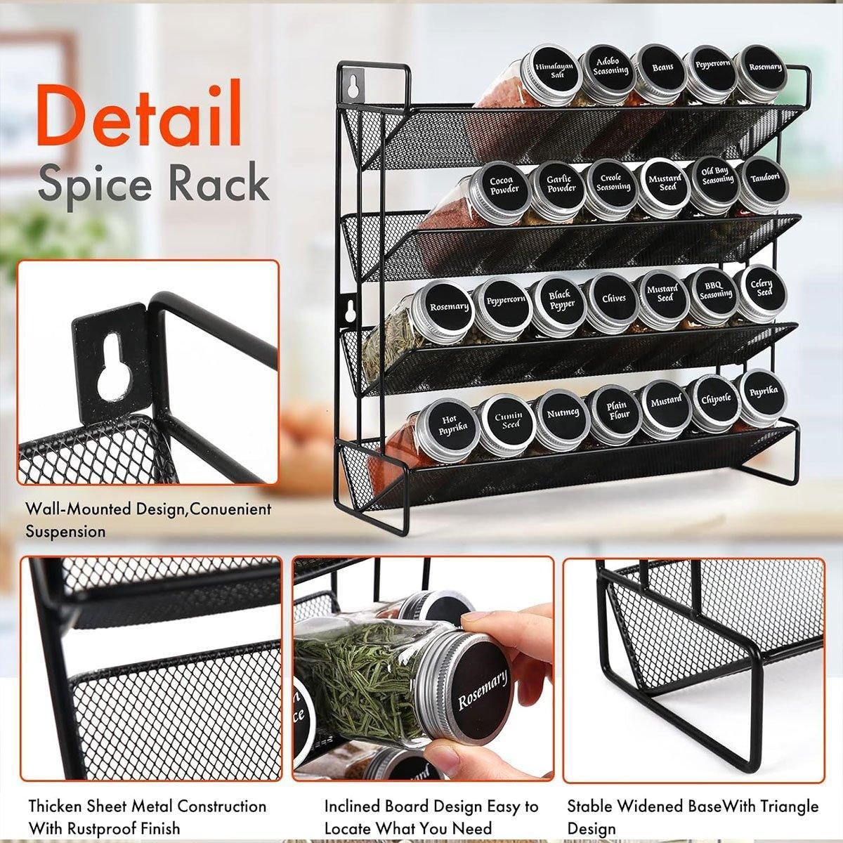 Black Four-Tier Spice Rack 34 x 11 x 32 cm - 1 Piece